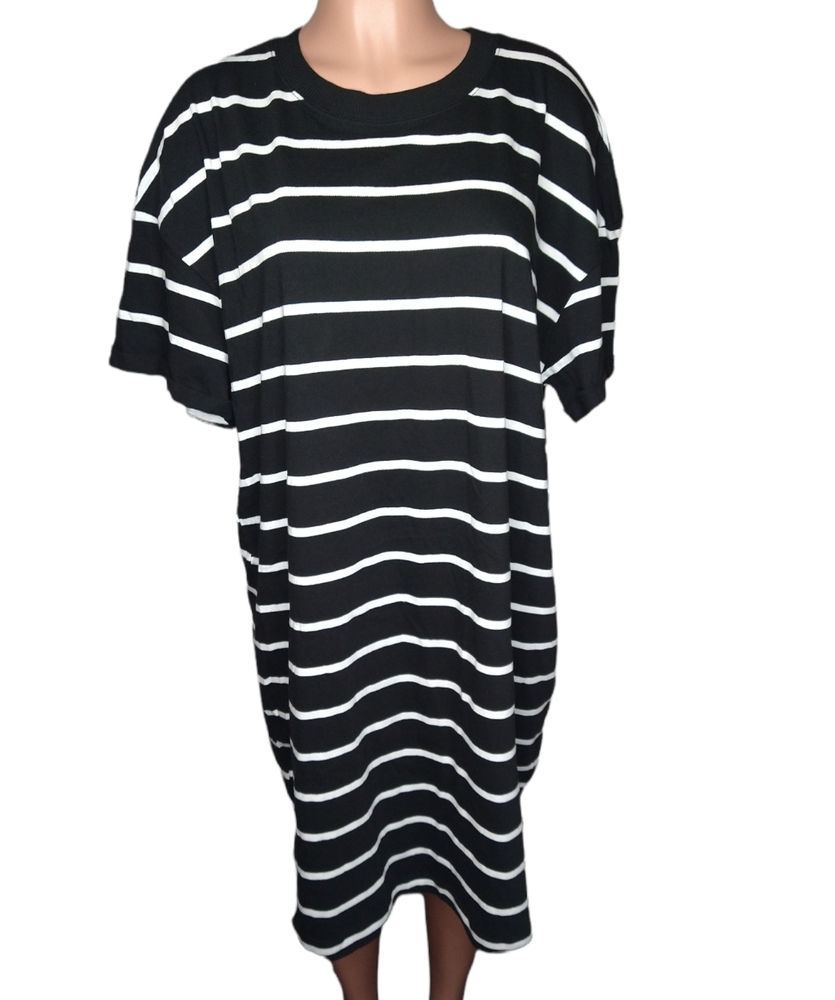 Time And Tru T-Shirt Dress Black White Striped Women's Size XXL